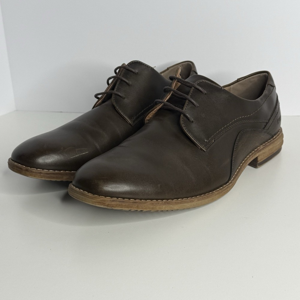 Freeman Men's Brown Leather Lace-Up Dress Shoes Round Toe US 12M